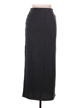 Women's Gray Ribbed Maxi Skirt